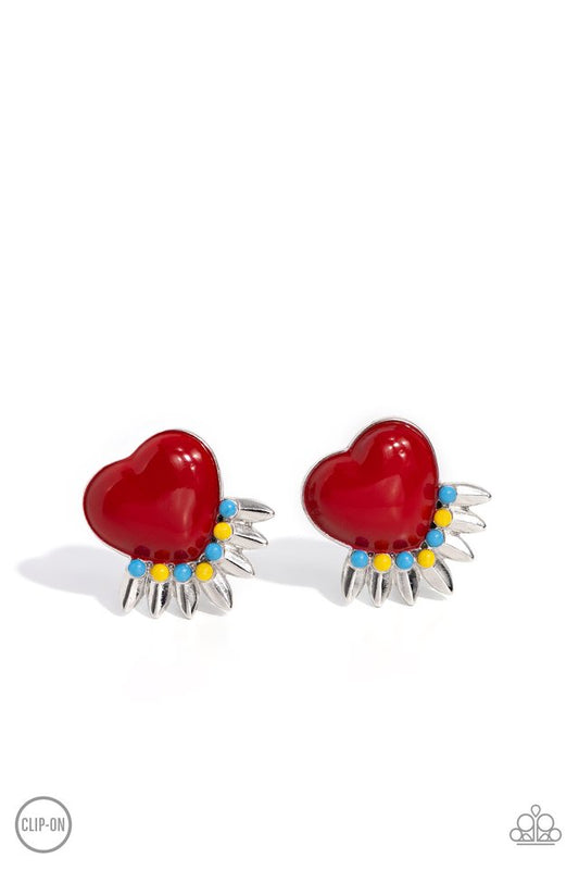Spring Story - Red - Paparazzi Earring Image