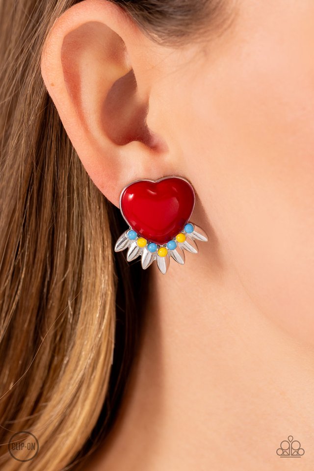 Spring Story - Red - Paparazzi Earring Image