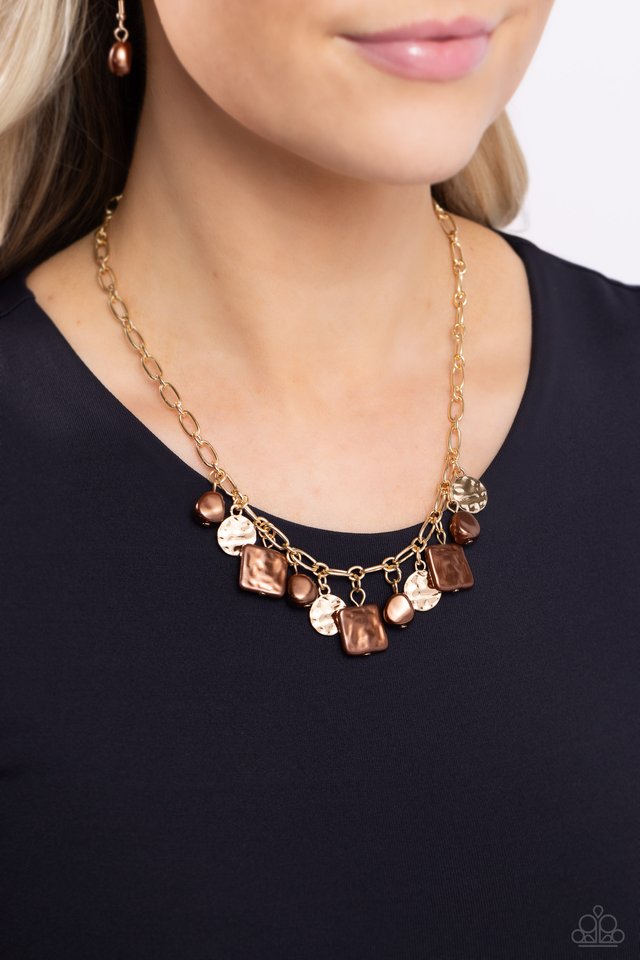 Sophisticated Squared - Brown - Paparazzi Necklace Image