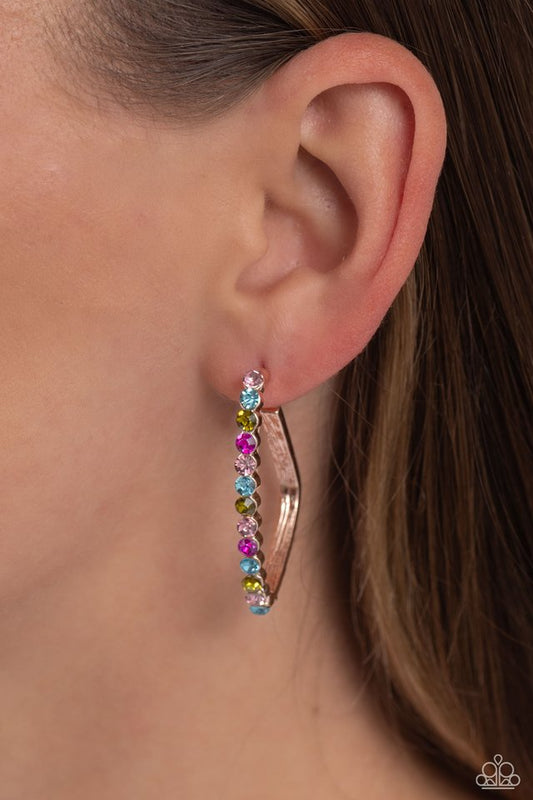 Triangular Tapestry - Rose Gold - Paparazzi Earring Image