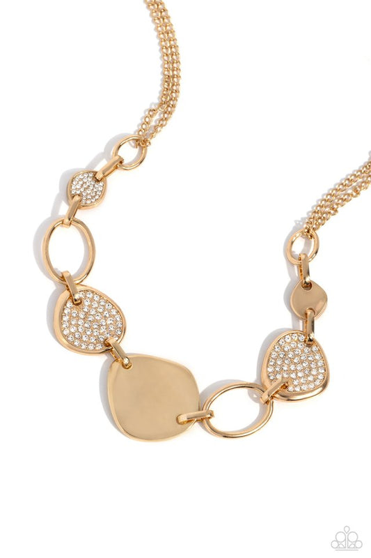 Asymmetrical Attention - Gold - Paparazzi Necklace Image