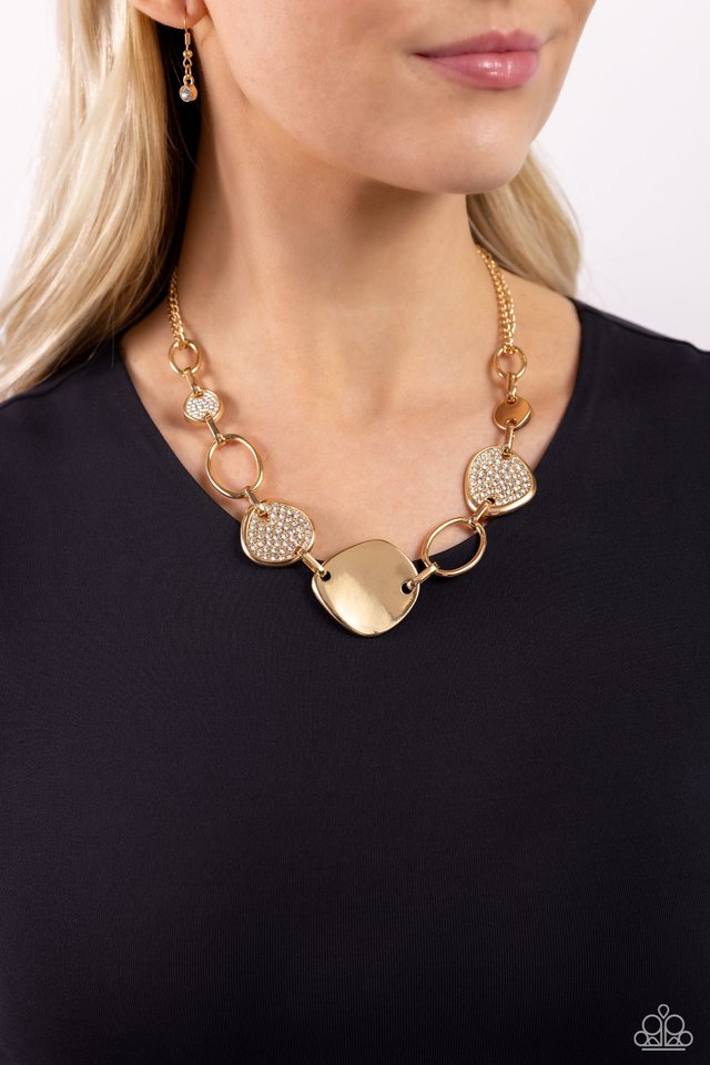 Asymmetrical Attention - Gold - Paparazzi Necklace Image