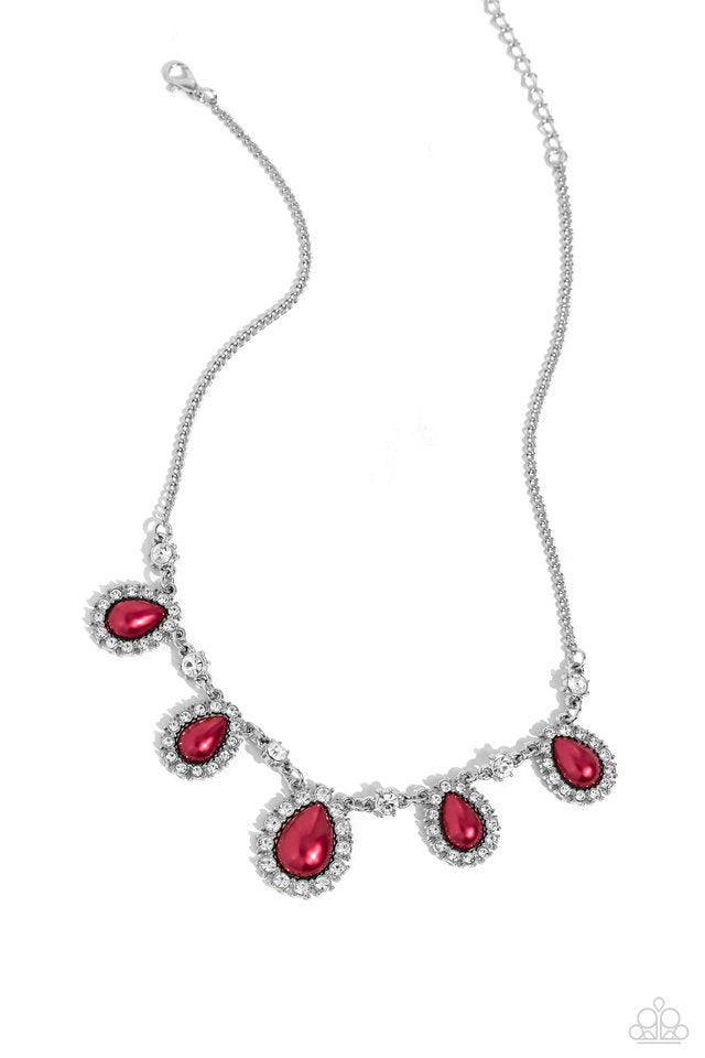 Teardrop Team - Red - Paparazzi Necklace Image