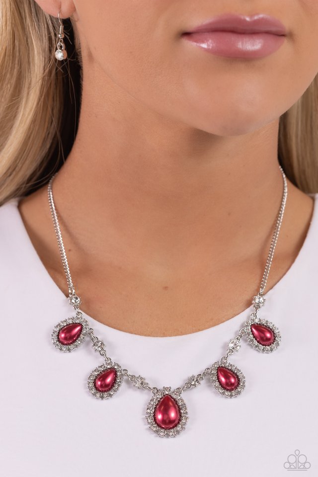 Teardrop Team - Red - Paparazzi Necklace Image