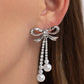 Bodacious Bow - White - Paparazzi Earring Image