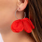 Chiffon Class - Red - Paparazzi Earring Image