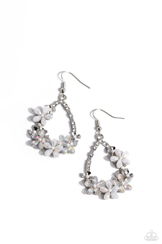 Boisterous Blooms - White - Paparazzi Earring Image