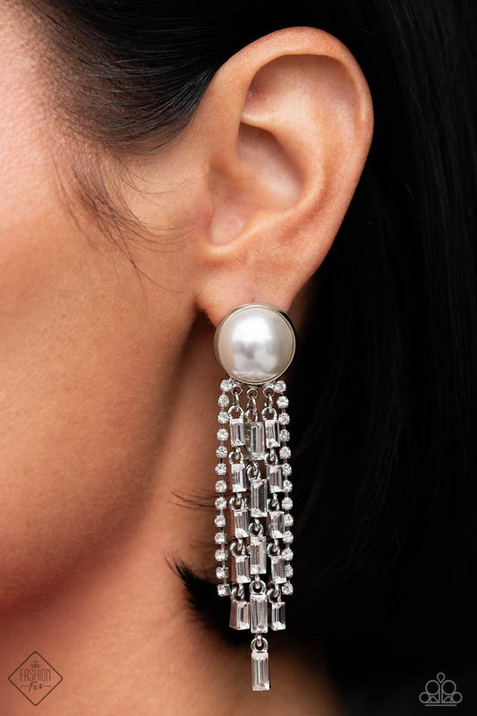 Genuinely Gatsby - White - Paparazzi Earring Image