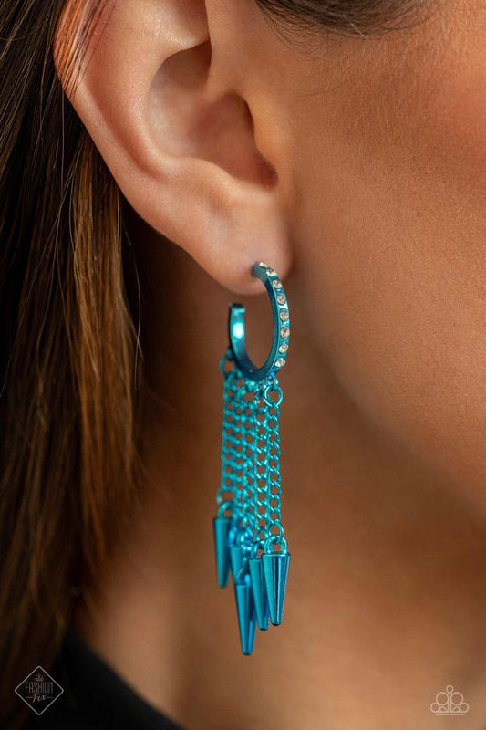 Piquant Punk - Blue - Paparazzi Earring Image