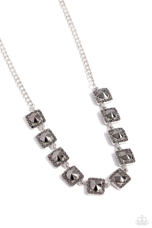 Jump SQUARE - Silver - Paparazzi Necklace Image