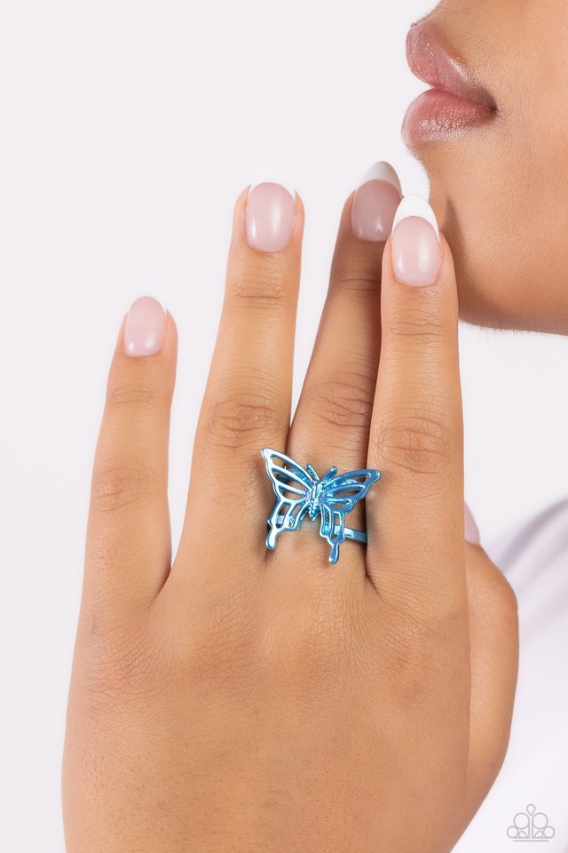 Playfully Polished - Blue - Paparazzi Ring Image