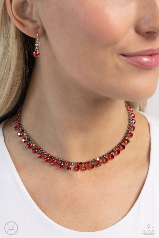 Ritzy Rhinestones - Red - Paparazzi Necklace Image