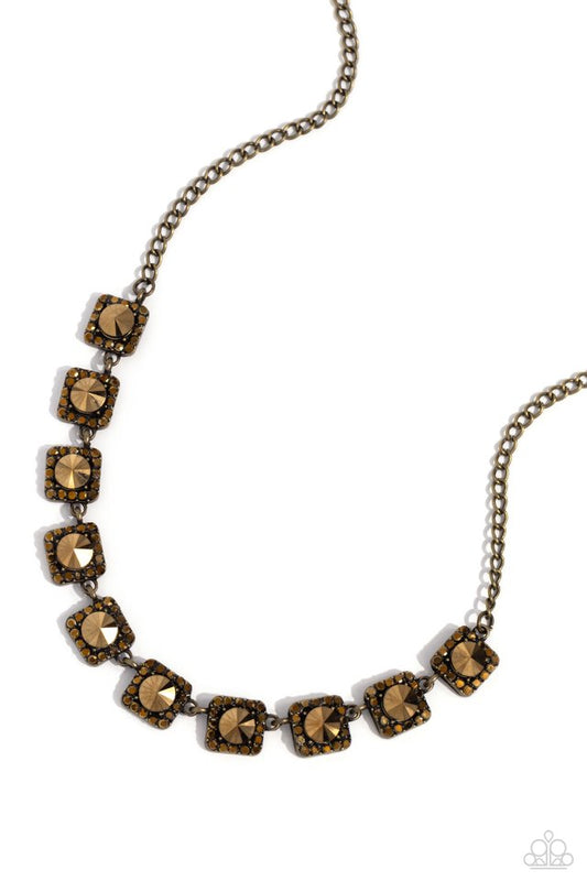 Jump SQUARE - Brass - Paparazzi Necklace Image