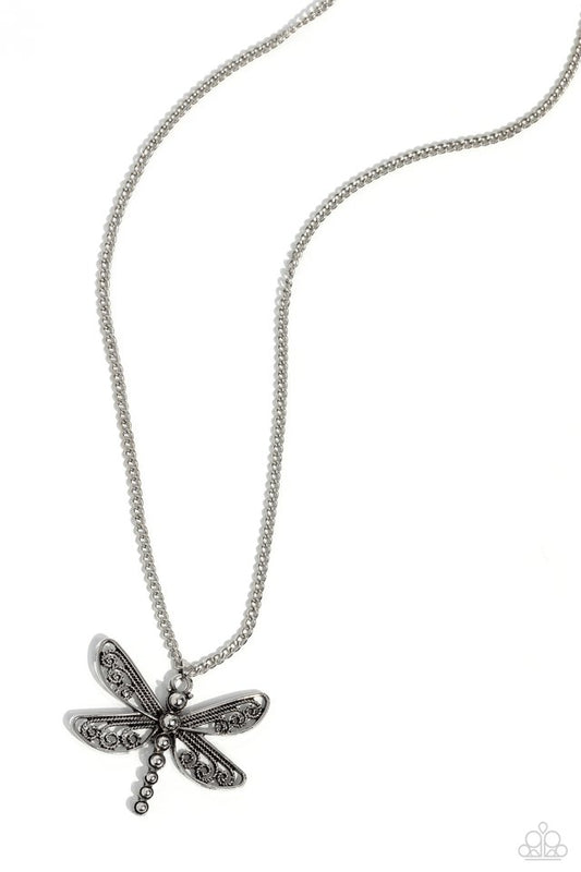 Dragonfly Dance - Silver - Paparazzi Necklace Image