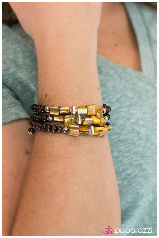 Paparazzi Bracelet ~ Downward Spiral - Yellow