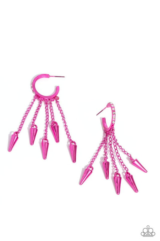 Piquant Punk - Pink - Paparazzi Earring Image