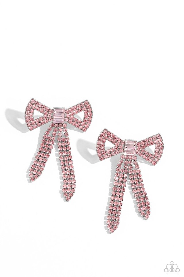 Just BOW With It - Pink - Paparazzi Earring Image