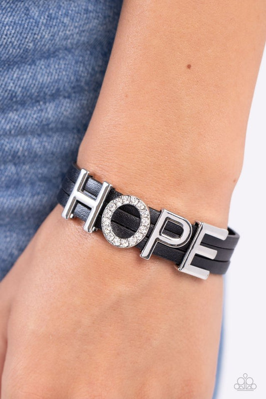 Hopeful Haute - Black - Paparazzi Bracelet Image