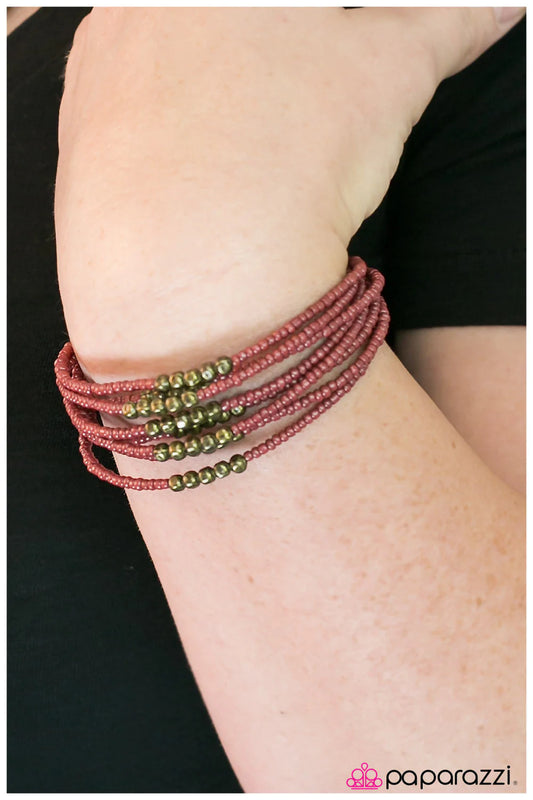 Paparazzi Bracelet ~ Just BEAD It! - Red (Marsala)  - Red