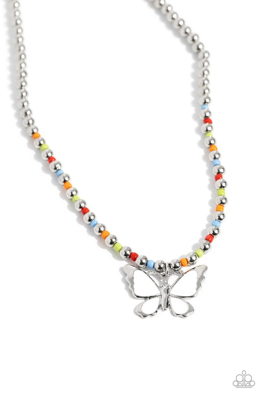 Vibrant Flutter - White - Paparazzi Necklace Image