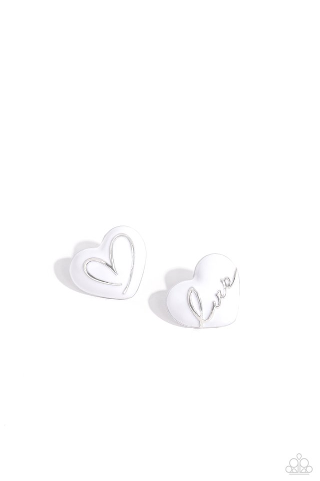 Glimmering Love - White - Paparazzi Earring Image