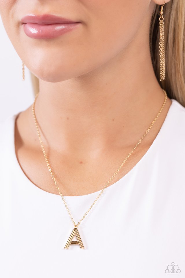 Leave Your Initials - Gold - A - Paparazzi Necklace Image