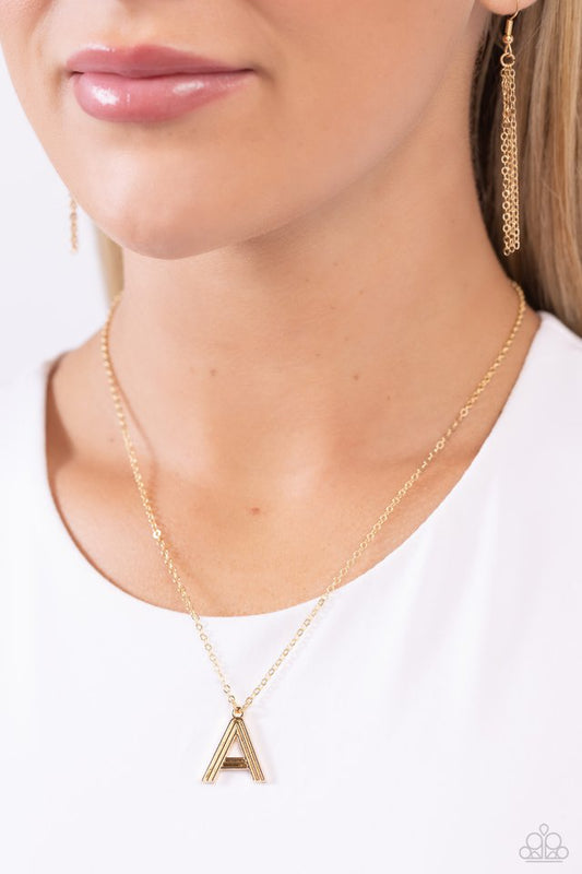 Leave Your Initials - Gold - A - Paparazzi Necklace Image