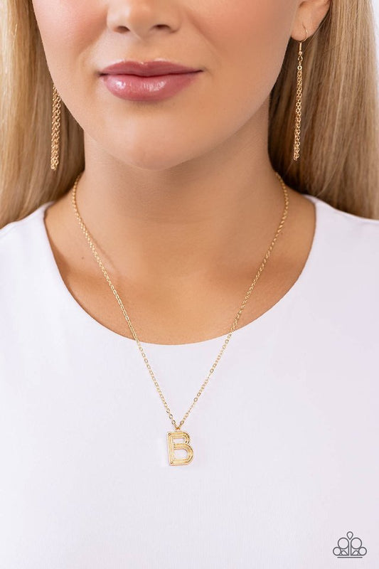 Leave Your Initials - Gold - B - Paparazzi Necklace Image