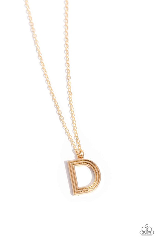 Leave Your Initials - Gold - D - Paparazzi Necklace Image