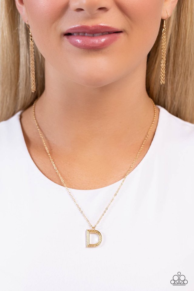 Leave Your Initials - Gold - D - Paparazzi Necklace Image