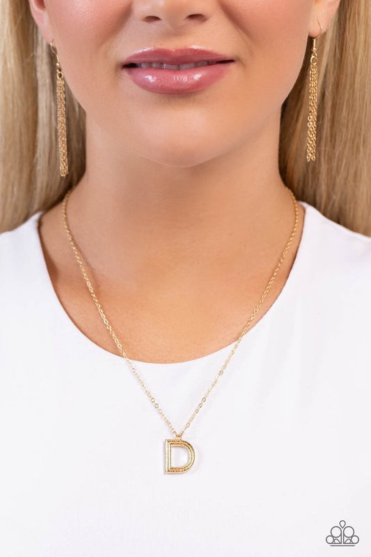 Leave Your Initials - Gold - D - Paparazzi Necklace Image
