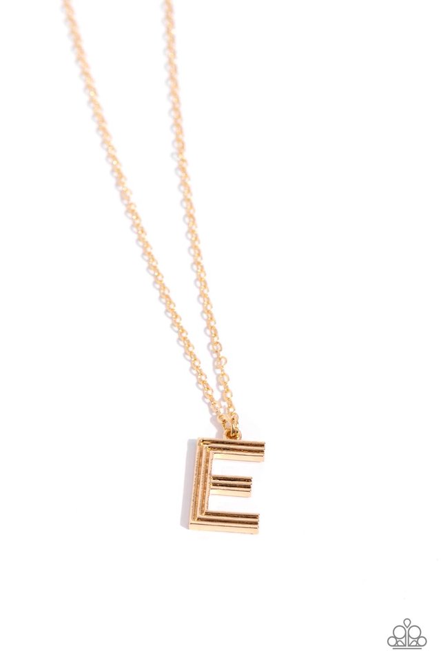 Leave Your Initials - Gold - E - Paparazzi Necklace Image