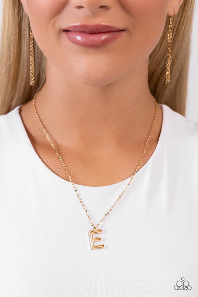 Leave Your Initials - Gold - E - Paparazzi Necklace Image