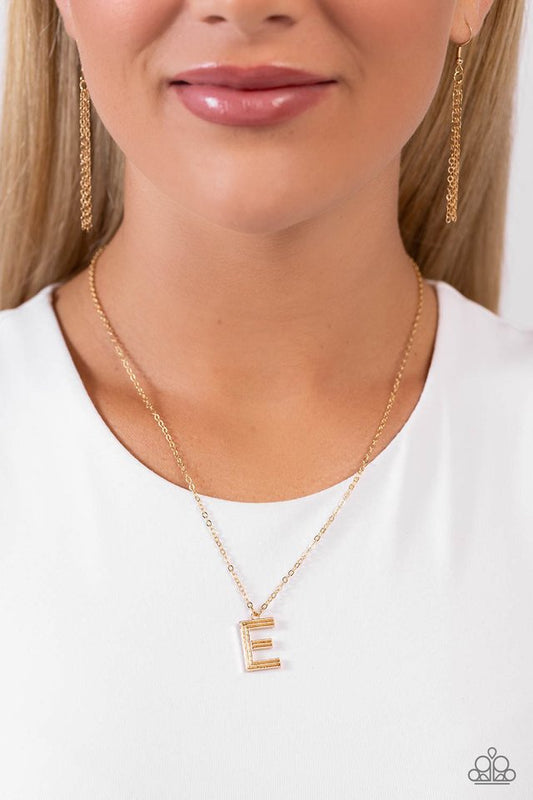Leave Your Initials - Gold - E - Paparazzi Necklace Image
