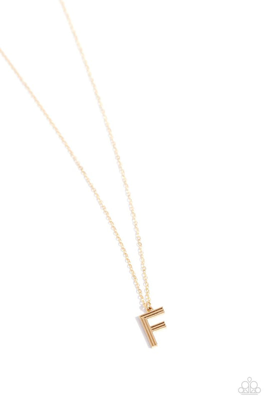Leave Your Initials - Gold - F - Paparazzi Necklace Image