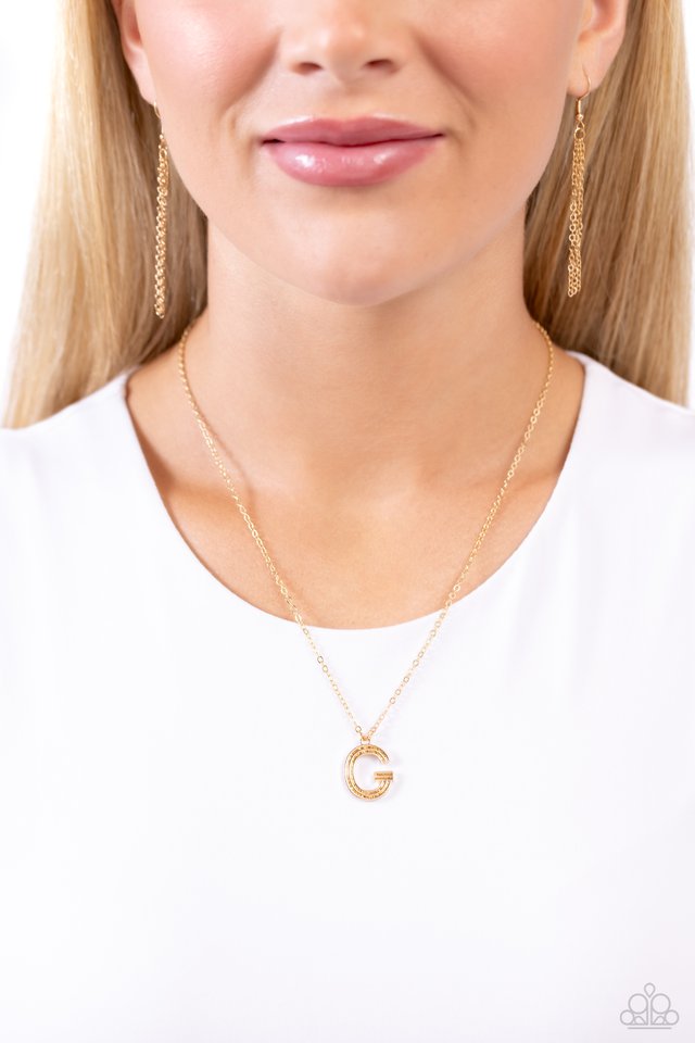 Leave Your Initials - Gold - G - Paparazzi Necklace Image