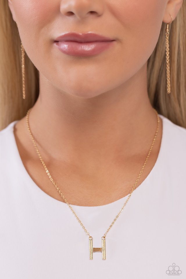 Leave Your Initials - Gold - H - Paparazzi Necklace Image