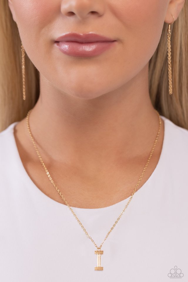 Leave Your Initials - Gold - I - Paparazzi Necklace Image