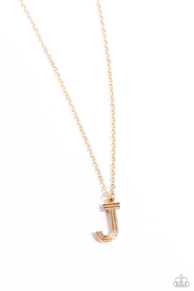 Leave Your Initials - Gold - J - Paparazzi Necklace Image