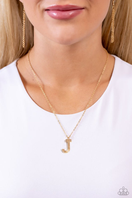 Leave Your Initials - Gold - J - Paparazzi Necklace Image