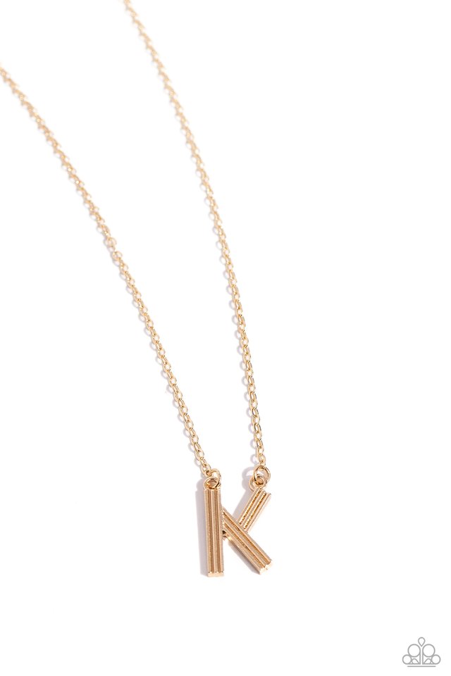 Leave Your Initials - Gold - K - Paparazzi Necklace Image
