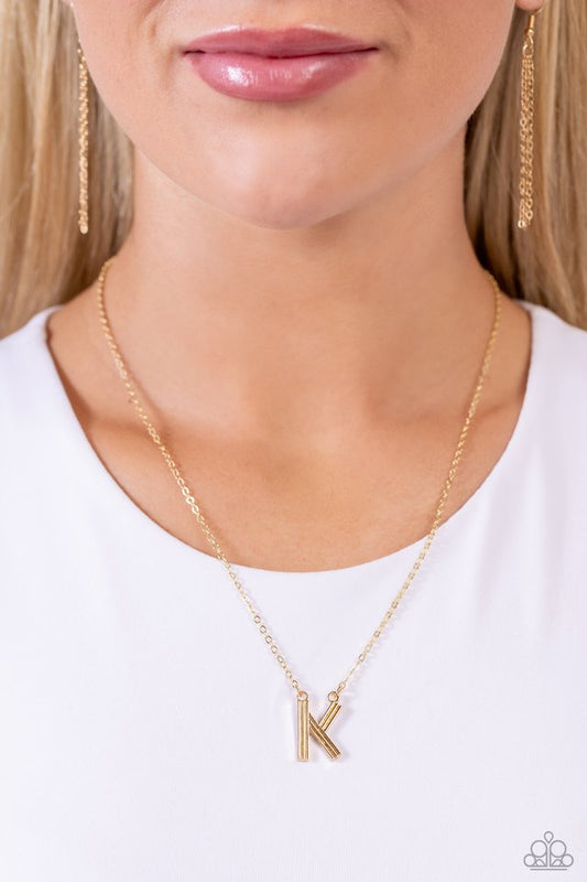Leave Your Initials - Gold - K - Paparazzi Necklace Image