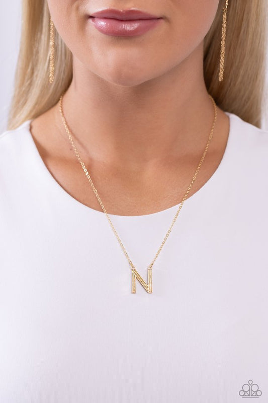 Leave Your Initials - Gold - N - Paparazzi Necklace Image