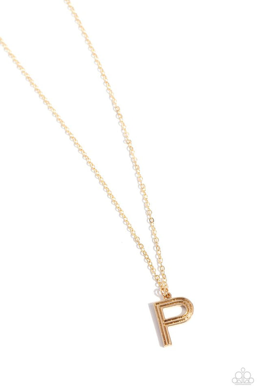 Leave Your Initials - Gold - P - Paparazzi Necklace Image