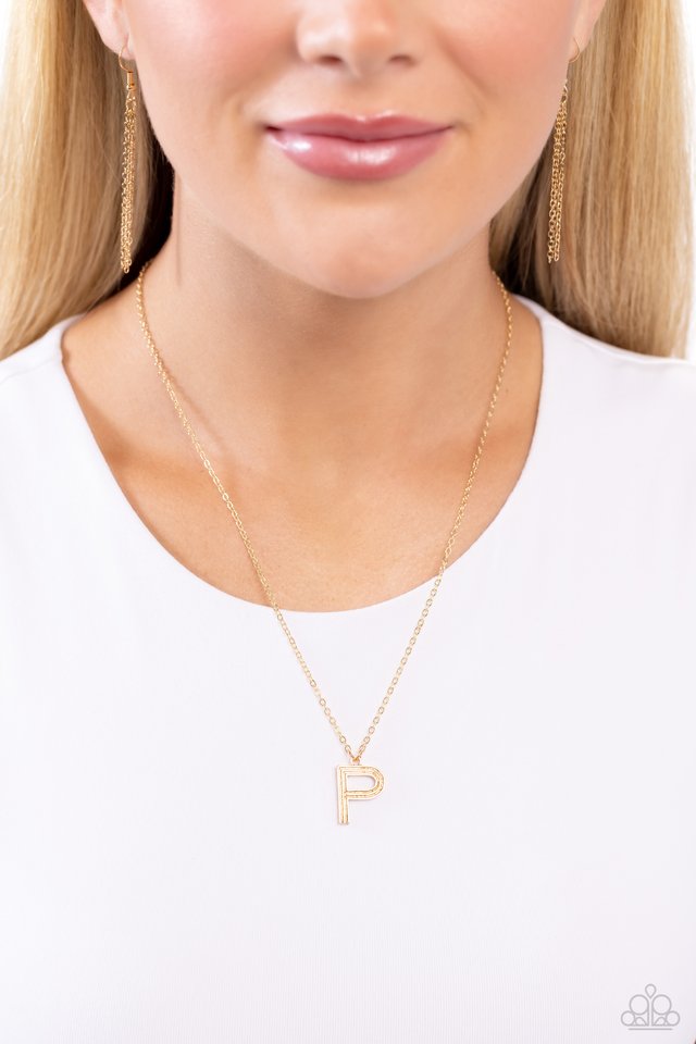 Leave Your Initials - Gold - P - Paparazzi Necklace Image