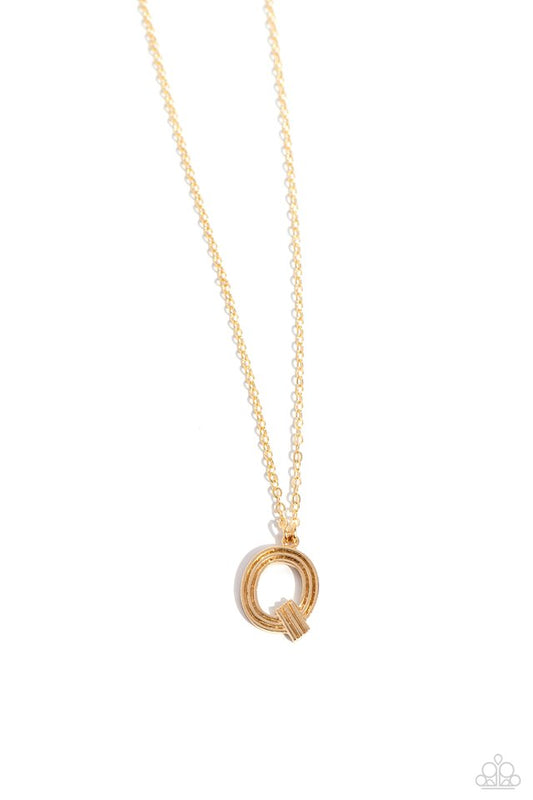 Leave Your Initials - Gold - Q - Paparazzi Necklace Image