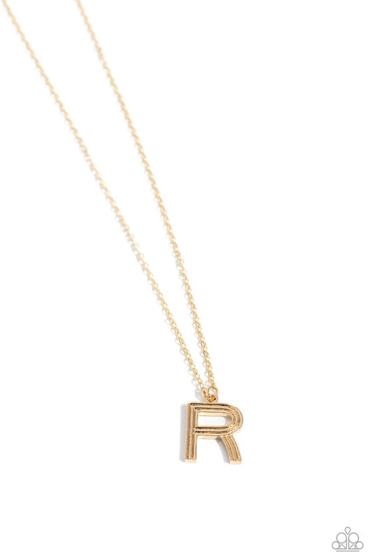 Leave Your Initials - Gold - R - Paparazzi Necklace Image