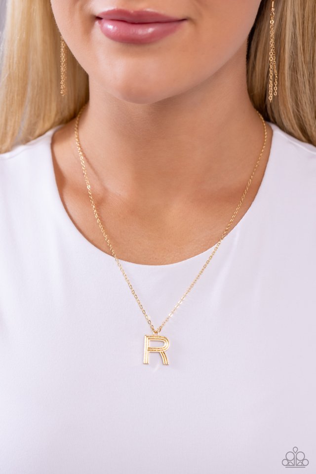 Leave Your Initials - Gold - R - Paparazzi Necklace Image