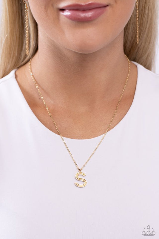 Leave Your Initials - Gold - S - Paparazzi Necklace Image