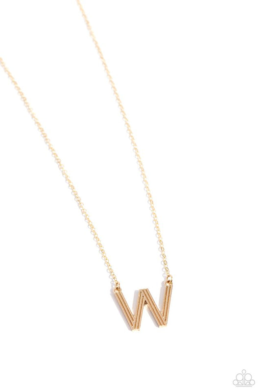 Leave Your Initials - Gold - W - Paparazzi Necklace Image
